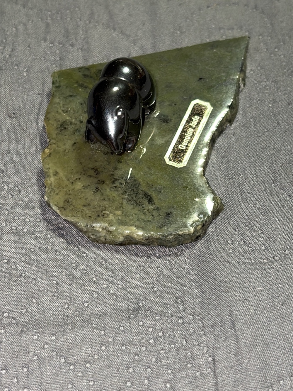 Small Bear on Slab Genuine Jade